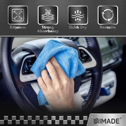 UNIMADE Microfiber Cleaning Cloth, 24 Pack Reusable Microfiber Towels - color: Blue, size: 24pk