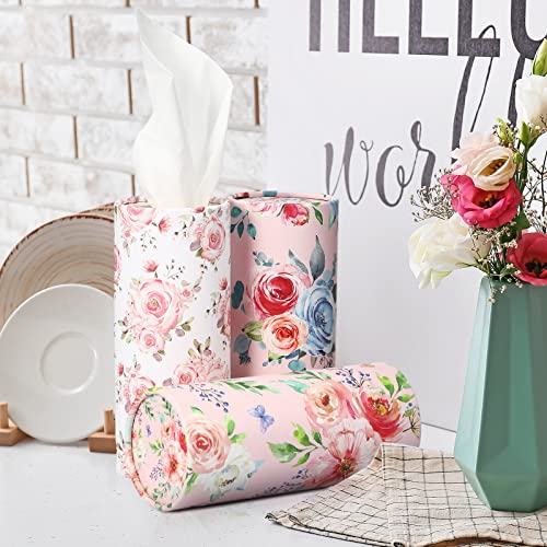 Ctosree 16 Pcs Car Tissue Holder Bulk Floral Cylinder Box Cup Holder