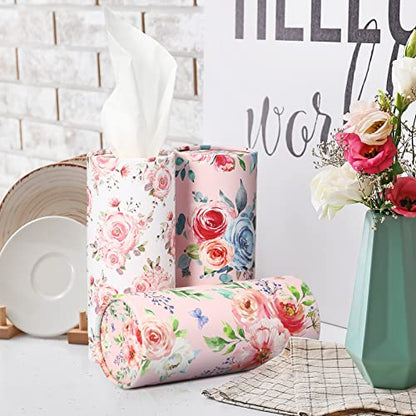 Ctosree 16 Pcs Car Tissue Holder Bulk Floral Cylinder Box Cup Holder