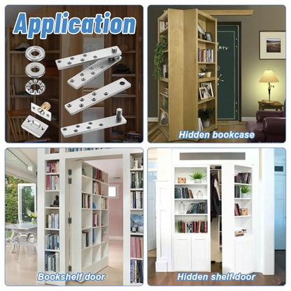 Pivot Hinge Heavy Duty mupy Door Hardware kit for Max 200Lb Wood Doors Hidden Door Hinge for Secret Doors360 Degree Rotation,Pivot Doorss Hardwares,Invisible Pivots Hardware for Bookshelf