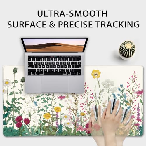 Wildflower Garden Large Desk Mat Gaming Mouse Pad 31.5"x15.7" - color: Floral Garden