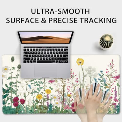 Wildflower Garden Large Desk Mat Gaming Mouse Pad 31.5"x15.7" - color: Floral Garden