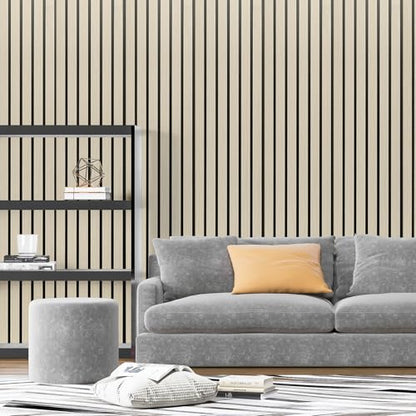 Art3d Six-Grid Design Slim Slat Wall Panels, 104 x 12 Inch, 4-Pack, Oak - color: Six-Grid Oak