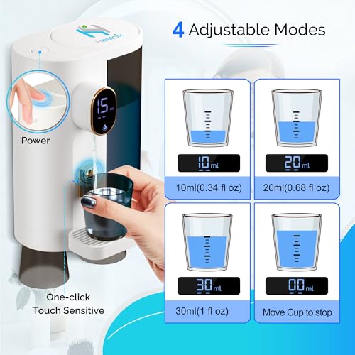Automatic Mouthwash Dispenser for Bathroom (20.3 oz) - Touchless Smart Mouth Wash Dispenser with 4X Magnetic Cups - Wall-Mounted and Countertop Set for Kids and Adults Bathroom (White) - color: White