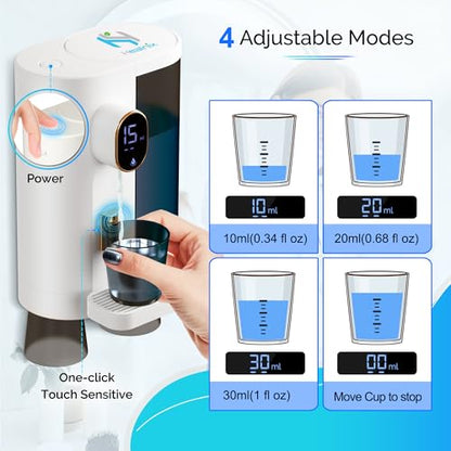 Automatic Mouthwash Dispenser for Bathroom (20.3 oz) - Touchless Smart Mouth Wash Dispenser with 4X Magnetic Cups - Wall-Mounted and Countertop Set for Kids and Adults Bathroom (White) - color: White