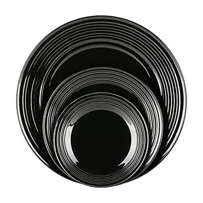 10 Strawberry Street Nova Black Round 62-Piece Dinnerware Set, Service for 6 - color: Black