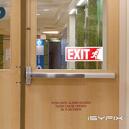iSYFIX Exit Signs Stickers, 10x4 Inch, 3 Pack, White & Red - color: White & Red