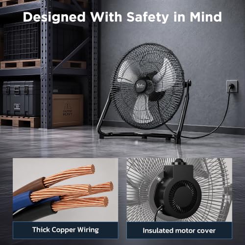 Simple Deluxe 18 Inch 3-Speed High Velocity Heavy Duty Metal Industrial Floor Fan for Warehouse, Workshop, Factory and Basement, Black, 2 Pack - size: 18 Inch, style: 2 Pack