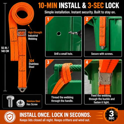 Bear Trash Can Lock Straps - Stop Trash Raids & Morning Mess