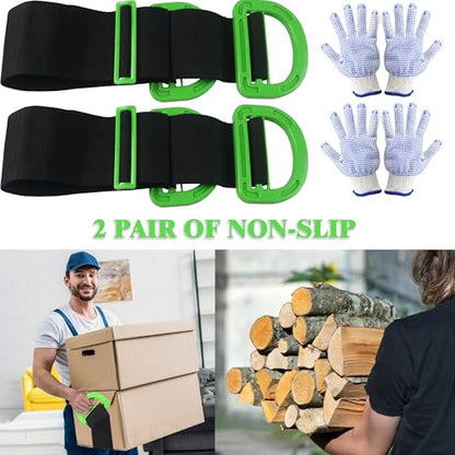 Adjustable Lifting Moving Straps, 1-Person Lifting Handle Straps with Anti-Slip Gloves, Furniture Moving Straps Support up to 600Lbs for Furniture, Boxes, House-Moving - style: 1-Person Lifting Handle Straps