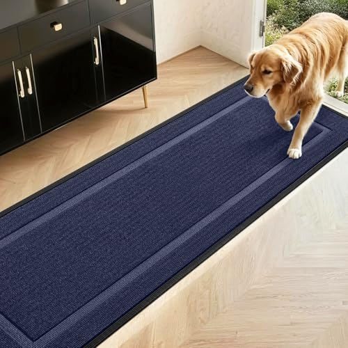Extra Large Front Door Mat Outside Entrance Indoor Doormat, 71" x 24" Outdoor Mats for Patio Waterproof, Outdoor Door Mats for Outside Entry, Indoor Rugs for Entryway, Sturdy Natural Rubber, Blue - color: Blue, size: 2' x 5'11" (Runner)