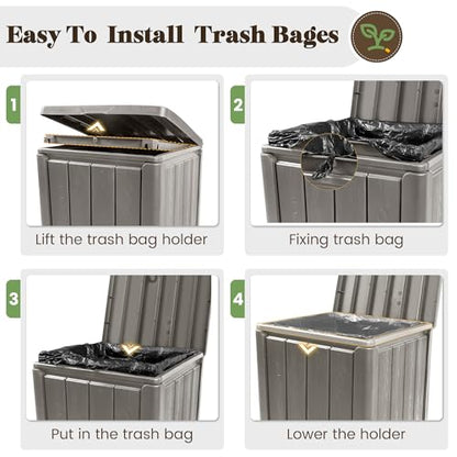 Fancyango Resin Outdoor Trash Can with Lid, 30 Gallon, Gray - color: Grey, size: 30 Gallon