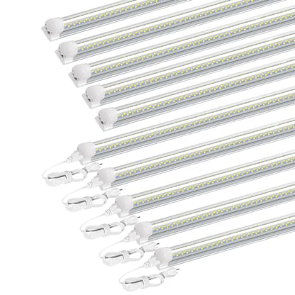 SZSKYING 10 Pack 8FT LED Shop Light, 120W 12000LM 6500K Daylight White, T8 Integrated Tube V-Shape, 96‘ Four Rows High Output, Linkable 8 Foot LED Light Fixture, Garage Lighting Plug in Non-Dimmable - size: 10 Pack