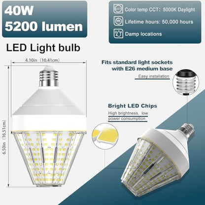 GT-Lite 5200 Lumen LED Corn Cob Light Bulb,40W - size: 1 Pack, style: 5200 Lumen