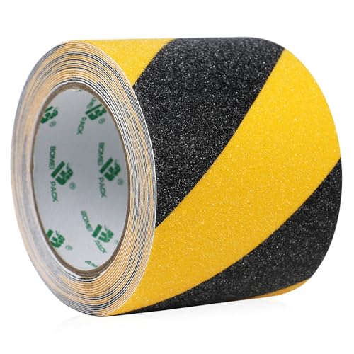 BOMEI PACK Anti Slip Traction Tape, 4 Inch x 16 Foot - Best Grip, Friction, Abrasive Adhesive for Stairs, Tread Step, Indoor, Outdoor (4" X 16') (Yellow and Black) - color: Yellow and black