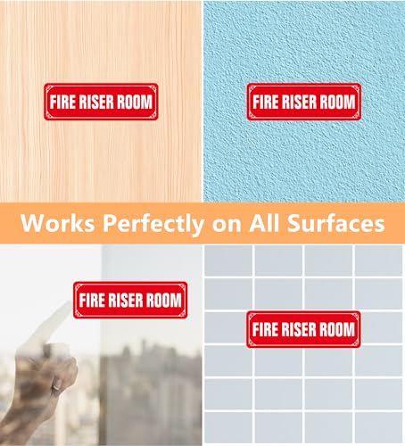 (2 Pack) Fire Riser Room Sign, Self Adhesive Rust Free and Reflective Aluminum Metal Sticker Signs for Wall and Door (9 x 3 inches, Red/White) - color: Red /White