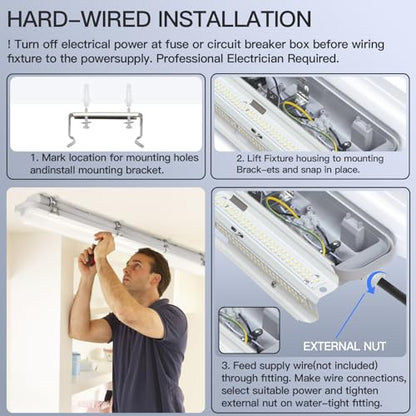 JTT 4FT LED Vapor Tight Light Fixture 60W/50W/40W Options 0-10V - 6Pack - size: 4FT (6-Pack)