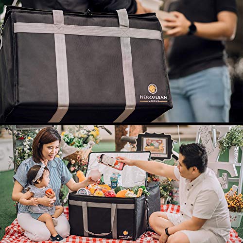 Herculean Premium Insulated Food Delivery Bag with YKK Zipper – Large Commercial Catering Bag for Food Transport – Hot and Cold Thermal Food Bag – Ultra Durable Hot Food Carriers for Takeaway Delivery