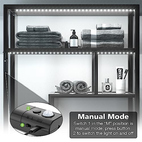 WOBANE Motion Sensor Closet Strip Lights, Rechargeable White LED Lighting - color: White, size: 2*6.56ft Black