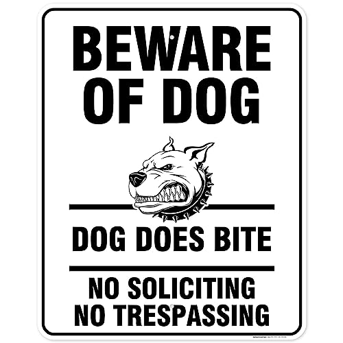 Beware of Dog, Dog Does Bite No Soliciting No Trespassing Sign, 24x30 - size: 24x30 - Aluminum