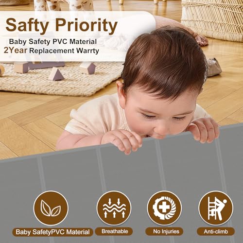 Miumoon 120 inch Reinforced Retractable Baby Gates 34 inch Tall - color: Gray, size: 34" Tall x 120" Wide