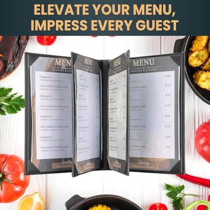 PU Leather Restaurant Menu Book 8.5 x 11, 6-Pack, 6-View Covers - size: 6 View