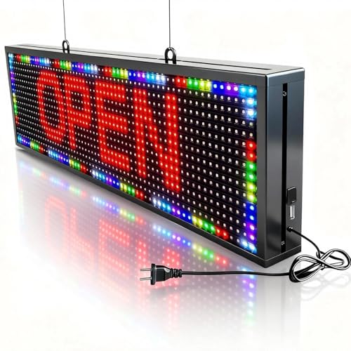 P10(26" * 7") Scrolling Led Sign Programmable Outdoor Digital Signs For Business Electronic Message Board Wifi Control Display Screen Panel Custom Full Color Neon Advertising Word Light - color: Full Color, size: P10 (26 x 7 inches)