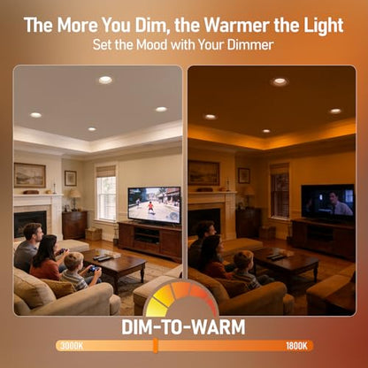 TORCHSTAR 8-Pack 6CCT 6 Inch LED Recessed Light Canless, Dim to Warm, White - color: White-Dim to Warm, size: 6 Inch