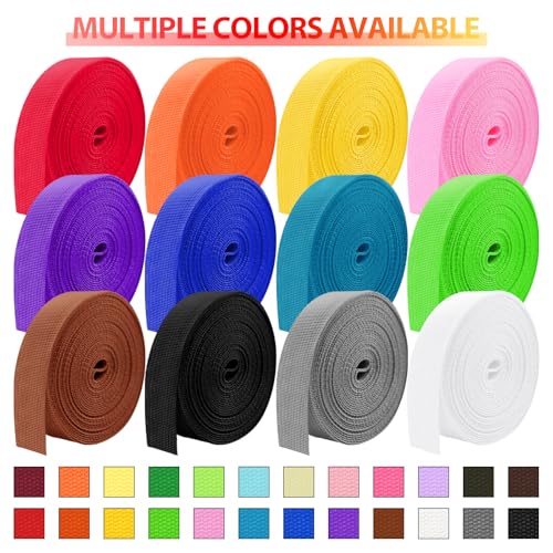 12 Rolls Polypropylene Webbing 1 Inch 1.5 inch 2 inch Nylon Webbing Straps, 5 10 25 50 100 Yards Webbing Strapping - size: 1 inch-5 yards