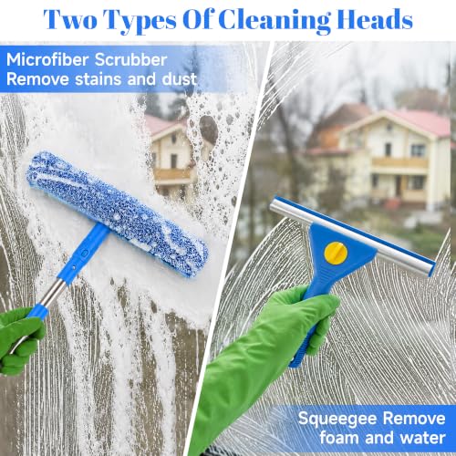 Window Cleaning Kit with Bucket, Squeegee and Scrubber for Home, Outdoor