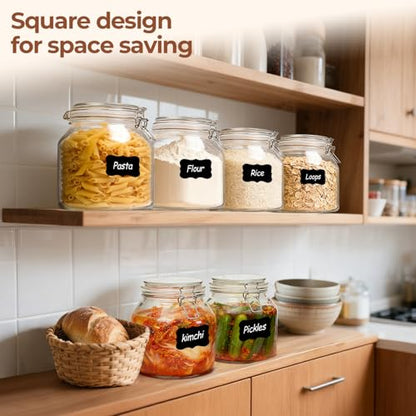 ComSaf Glass Pantry Jars with Airtight Lids 74 oz 2 Pack Large Wide Mouth - size: 74 fl oz x 2 - Wide Mouth