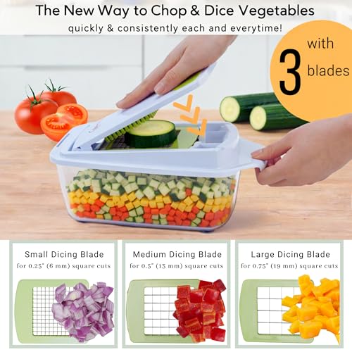 Brieftons QuickPush 8-Cup Push-Down Manual Vegetable Chopper & Food Dicer