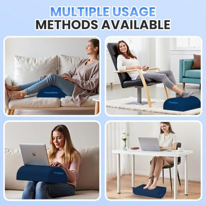 TranquilRelax Foot Rest Under Desk, 3-Height Adjustable Foot Stool, Blue - color: Blue, size: XX-Large