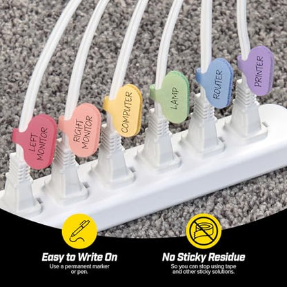 Wrap-It Storage Cable Labels - Oval, Macaron (36 Pack) - color: Macaron, size: Oval