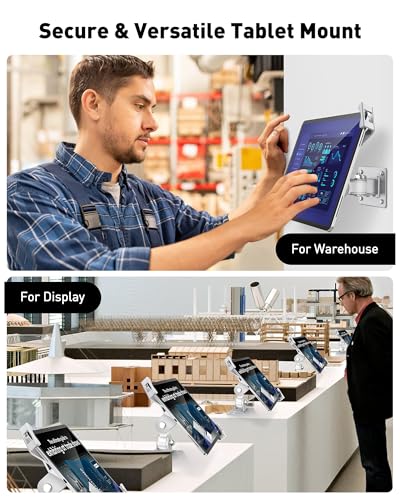 AboveTEK Tablet Wall Mount -360° Rotation iPad Wall Holder for Retail & Business, Anti Theft iPads Stand Fits 7"-11" Tablets Including iPad Pro/Air/Mini, Galaxy Tab - Security Lock & Key - (Silver) - color: Silver