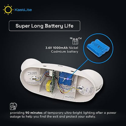 KASTLITE Commercial LED Emergency Light, Round Lens Style, 6-Pack - color: WHITE - ROUND, size: 6 Pack