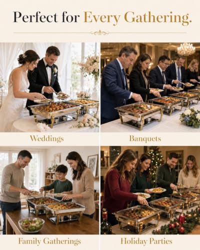 4 Pack 9QT Rectangular Chafing Dishes for Party Buffet Warmers with Lid
