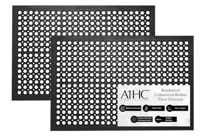 A1 Home Collections Anti Fatigue Mat, 0.6" Thick Heavy Duty Rubber Floor Mat with Drainage Holes - Non-Slip Kitchen, Bar & Restaurant Mat, 36x60 in (2 Pack) - size: 2 Pack - 60"L x 36"W x 0.6"Th