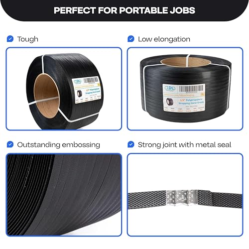 IDL Packaging 1/2" x 9000' Polypropylene (PP) Strapping Roll, USA-Made - size: 1/2" x 9000' (8x8" Core), 300 lbs BS