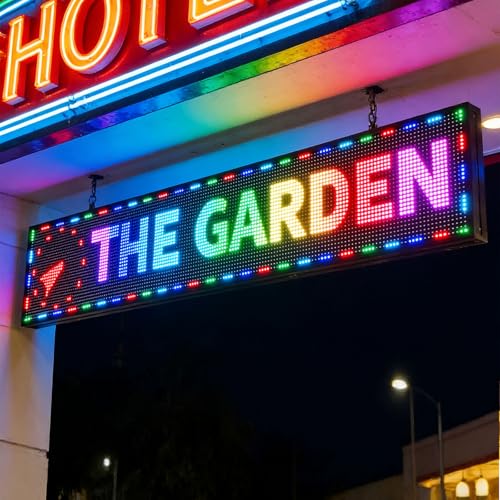 Led Sign Outdoor Programmable Scrolling Digital Open Neon P10 77''x14'' - color: Full Color, size: 77''X14''