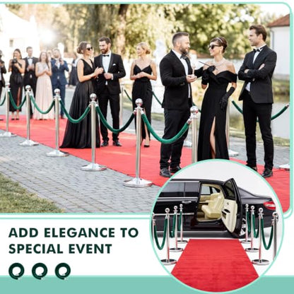 Woanger 8 Pack 5 Feet Velvet Stanchion Rope Crowd Control, Dark Green - color: Dark Green, size: 5 Feet