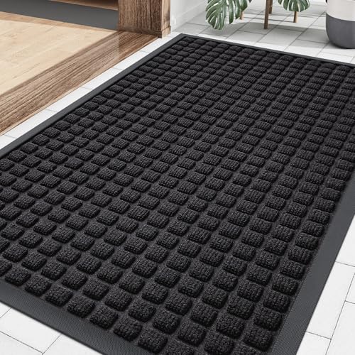 Smiry Front Door Mat Outside Entrance, Natural Rubber Doormat, 29.5x17 Inch - color: Black, size: 29.5" X 17"