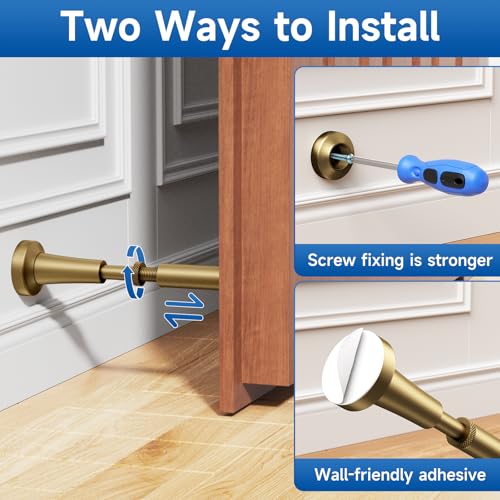 1P Adjustable Spring Door Stop, 4.17-5.35in Long Door Stoppers, Bronze - color: Bronze