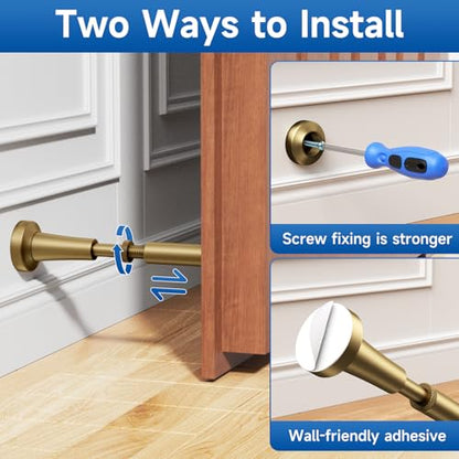 1P Adjustable Spring Door Stop, 4.17-5.35in Long Door Stoppers, Bronze - color: Bronze