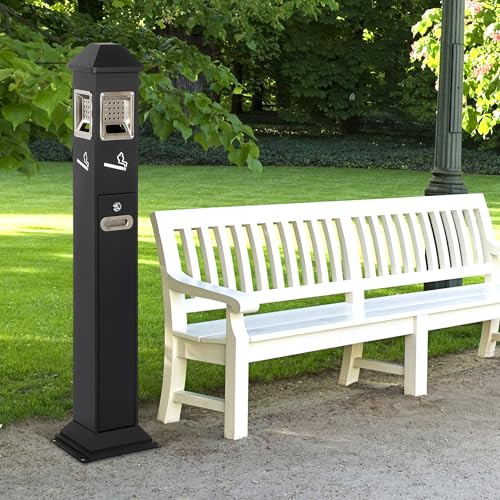 Trash Butts Disposal Receptacle Outdoor Commercial Trash Can Ash Bin - color: Black