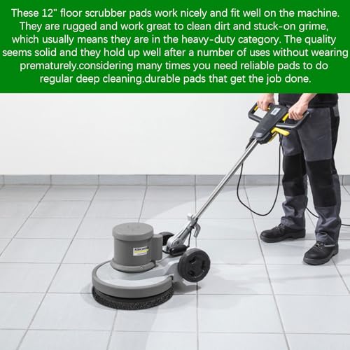 12" Scrubbing Disc for Oreck ORB550MC Orbiter Floor Machine,Commercial Black Floor Scrubber Pads 437.071 for Deep Clean Concrete,Dirt,Stains and Paint Splatte,Stripping Wax or Finish(2 Pack)