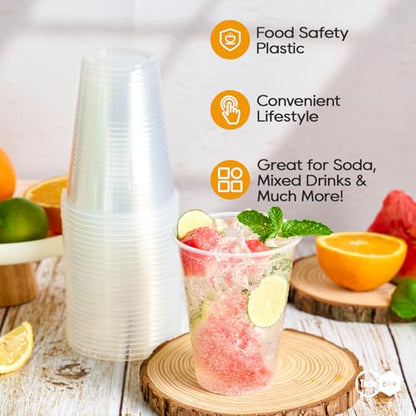 Turbo Bee 16 oz Clear Plastic Cups, 300 Count Disposable Party Cups for Beer, Soda & Iced Drinks, Bulk Cups for Barbecues & Large Gatherings - size: 16oz