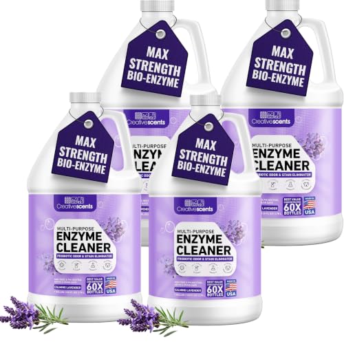 Creative Scents Pack of 4 Enzyme Cleaner & Odor Remover | Super Concentrated for Floor, Carpet, Drain | Pet Urine Odor Eliminator | Cleaner for Cat Urine & Dog Poop | 4 Gallon - Calming Lavender - size: 128 Fl Oz (Pack of 4)