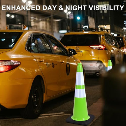OrangeStar 28" Traffic Cones 4-Pack Green Safety PVC Cones - color: Green, size: 28in