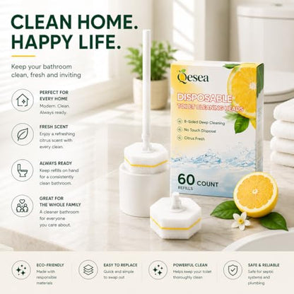 Clean Brush Heat 60 Count Disposable Toilet Bowl Cleaner Brush Heads - size: 1 Count (Pack of 60)